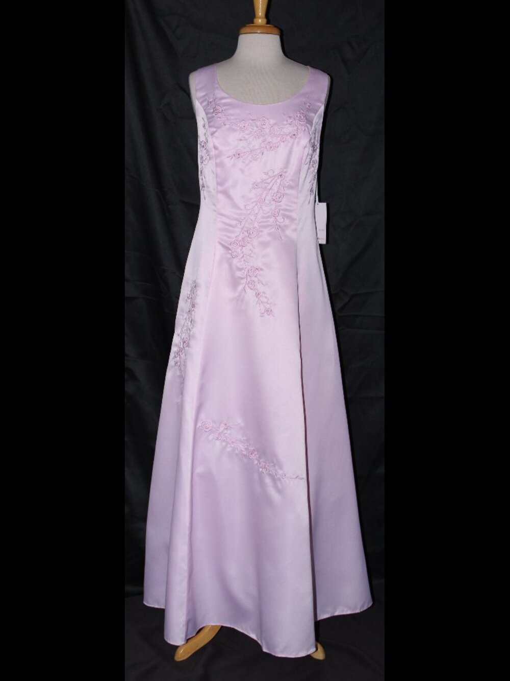 Poly USA #2680 Long Satin Bridesmaid Dress With Embroidery-Size 3X-PINK-NWT